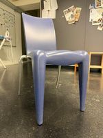 Stuhl blau Metallgestell gute Zustand 42cm Sitzhöhe