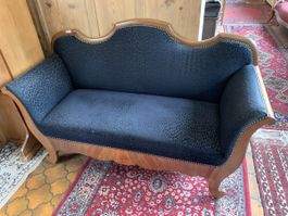 Sofa Biedermeier Stil schwarz mit Leo Optik