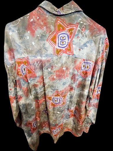 Camicette: Vintage Button-Down-Hemd mit Sternmuster und Nummer-8-Design – Usato da Zug venduto da vinokilo 3