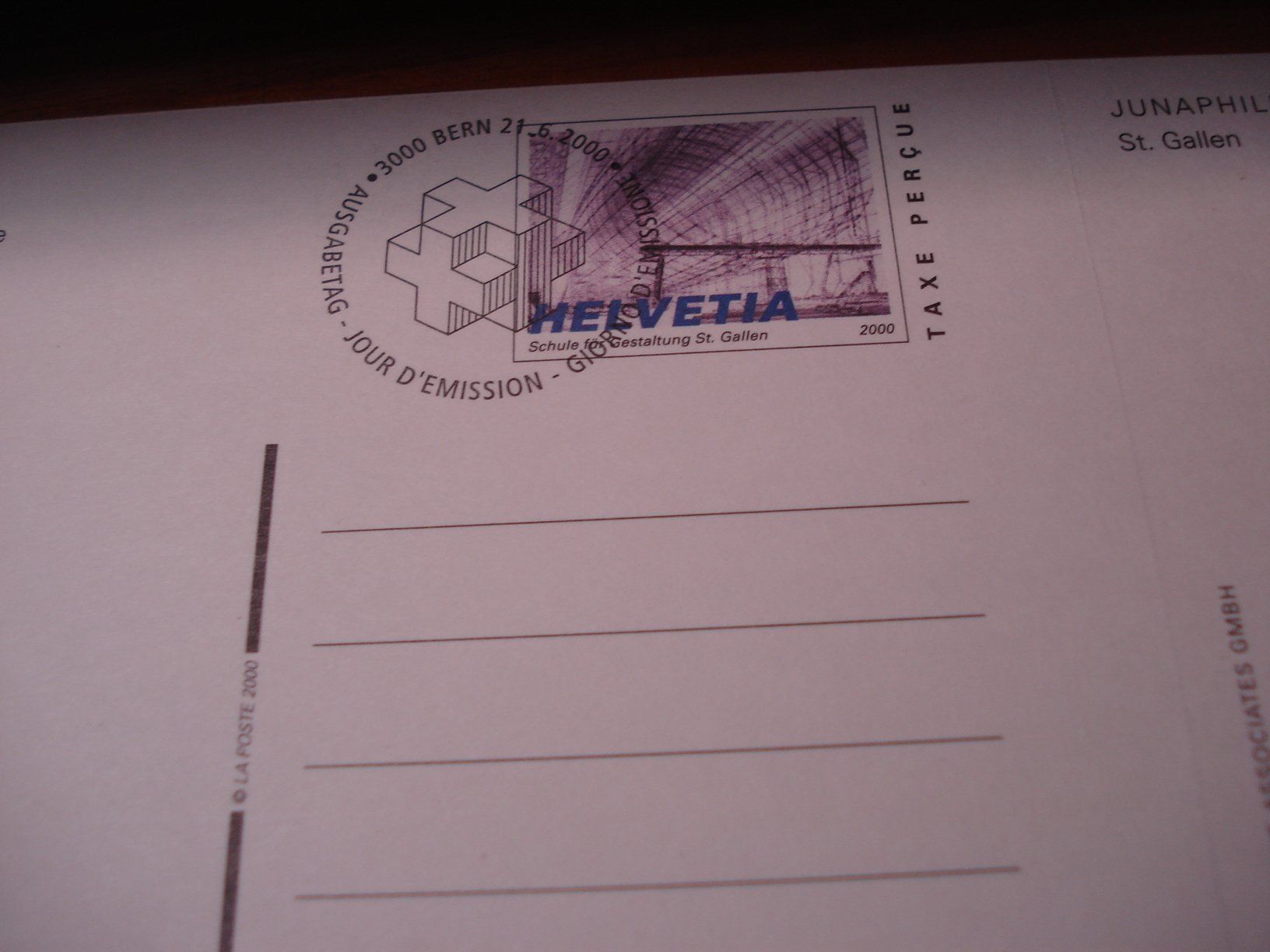 Alle Briefmarken: Satz Bildpostkarten Junaphilex 2000 St Gallen ** + ET-o – Gebraucht aus Niederwil AG von morostahu 2