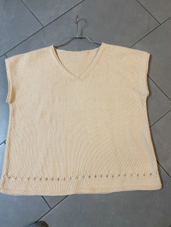 Pull tricot fait main sans manches coton
