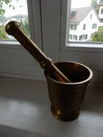 Antiker Messing Mörser mit Stösser, Küchenutensil H B S