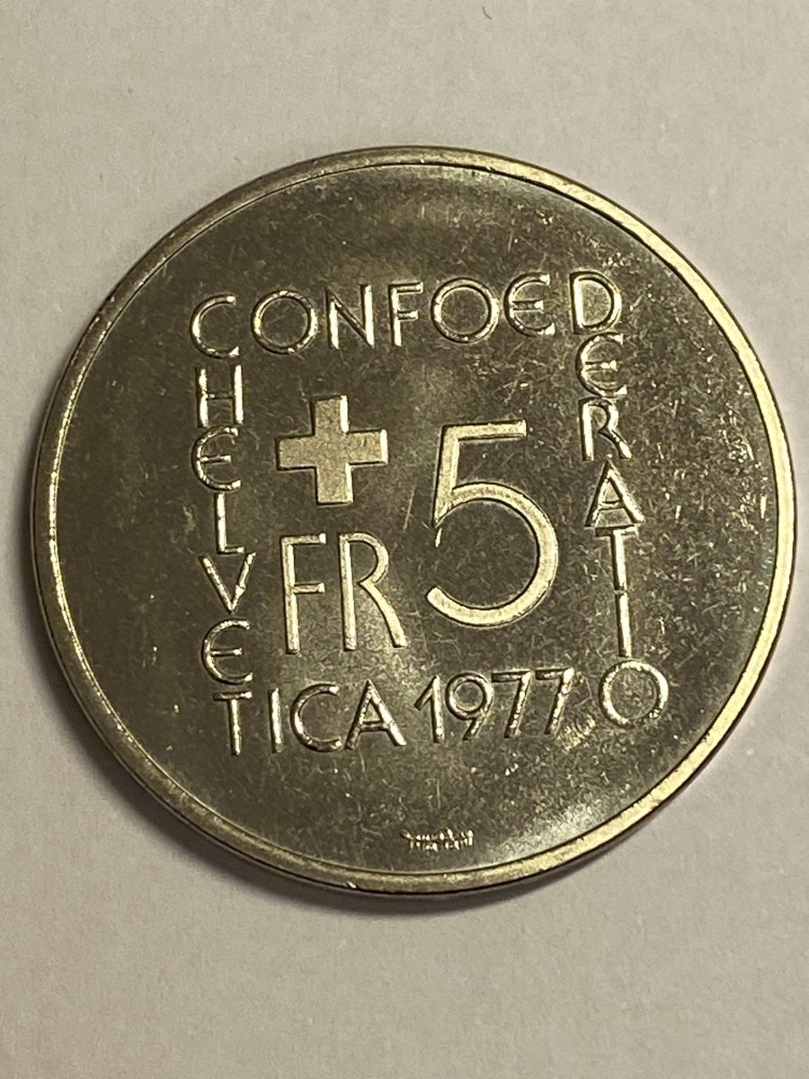 Tutti le monete: 5.- Fr commémorative de 1977 – Nuovo (secondo la descrizione) da Corsier-sur-Vevey venduto da Ginoarturo 1