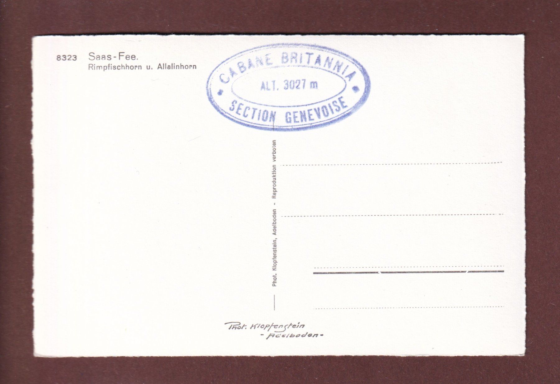 Cartoline postali: SAAS-FEE - Rimpfischhorn - Allalinhorn – Usato da Pully venduto da nicecards 1