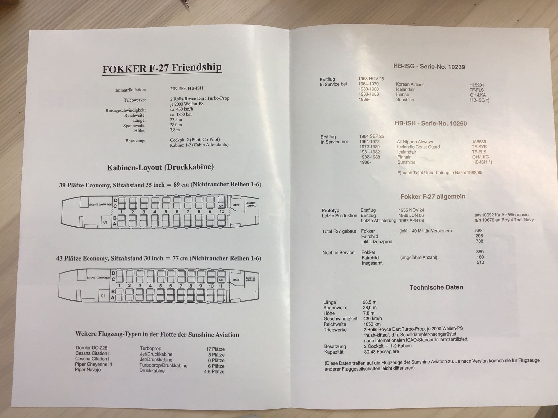 Documenti: SUNSHINE AIRLINES 1987-1990 Prospekt!!! – Usato da Männedorf venduto da Spezial-Modelle 1