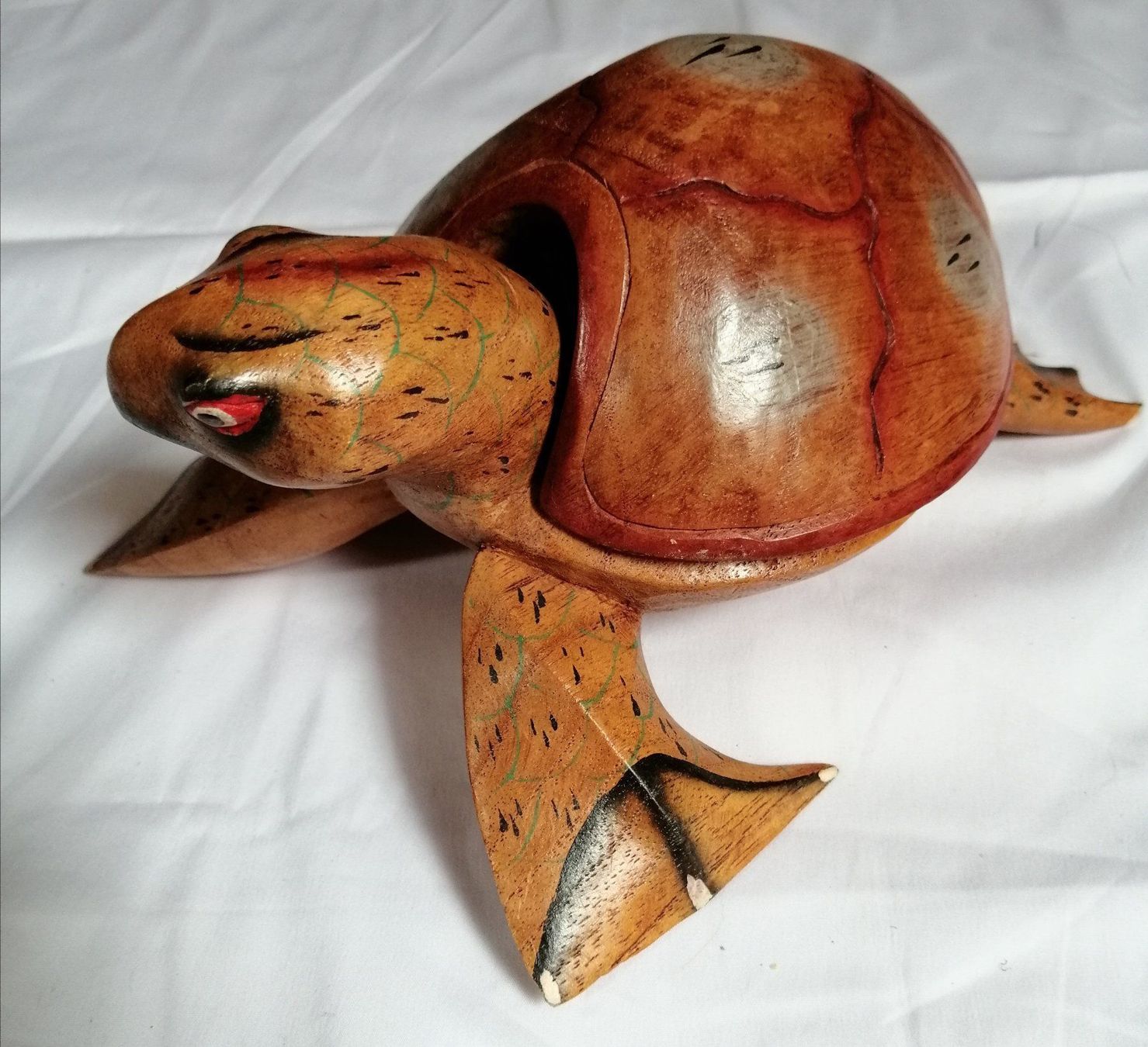 Sculture & Statue: Holz Objekt geschnitzte Schildkröte / Dose 80er-Jahre – Usato da Oberriet SG venduto da Atir47 2