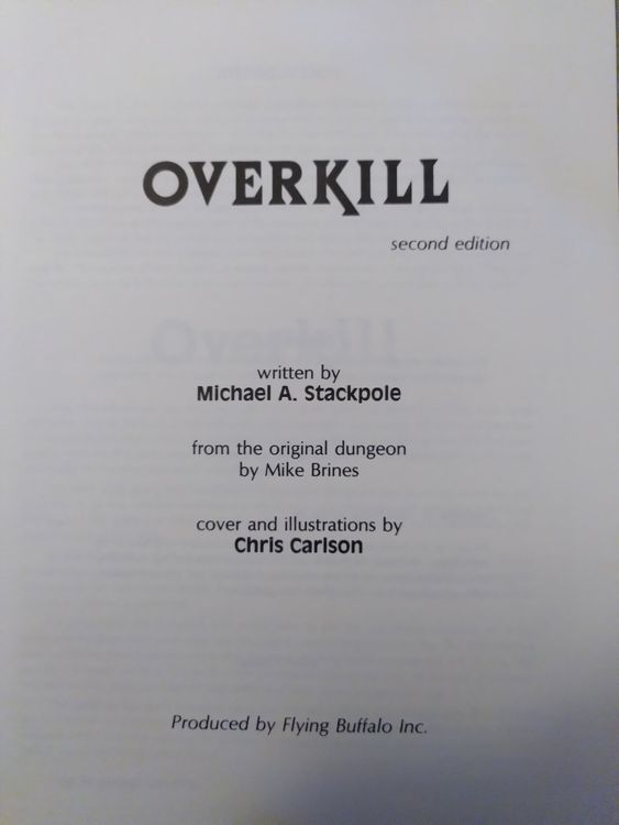 Flying Buffalo Tunnels & Trolls Solo 7 Overkill Kaufen auf Ricardo