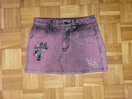 Ed Hardy Minirock Jeansrock Gr. S, pink, Y2K Style Top