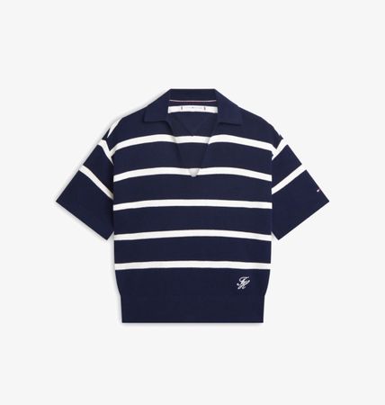 Tommy Hilfiger Ringel Poloshirt Gr. M Damen Sommer Strick To