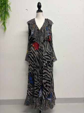Wunderkind Joop Maxikleid Zebra Print Blumen 34 schwarz
