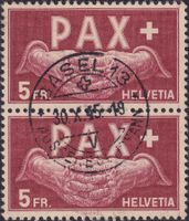 1945, Nr.273 (PAX) senkrechtes Paar von Basel, Kat: 600.-+