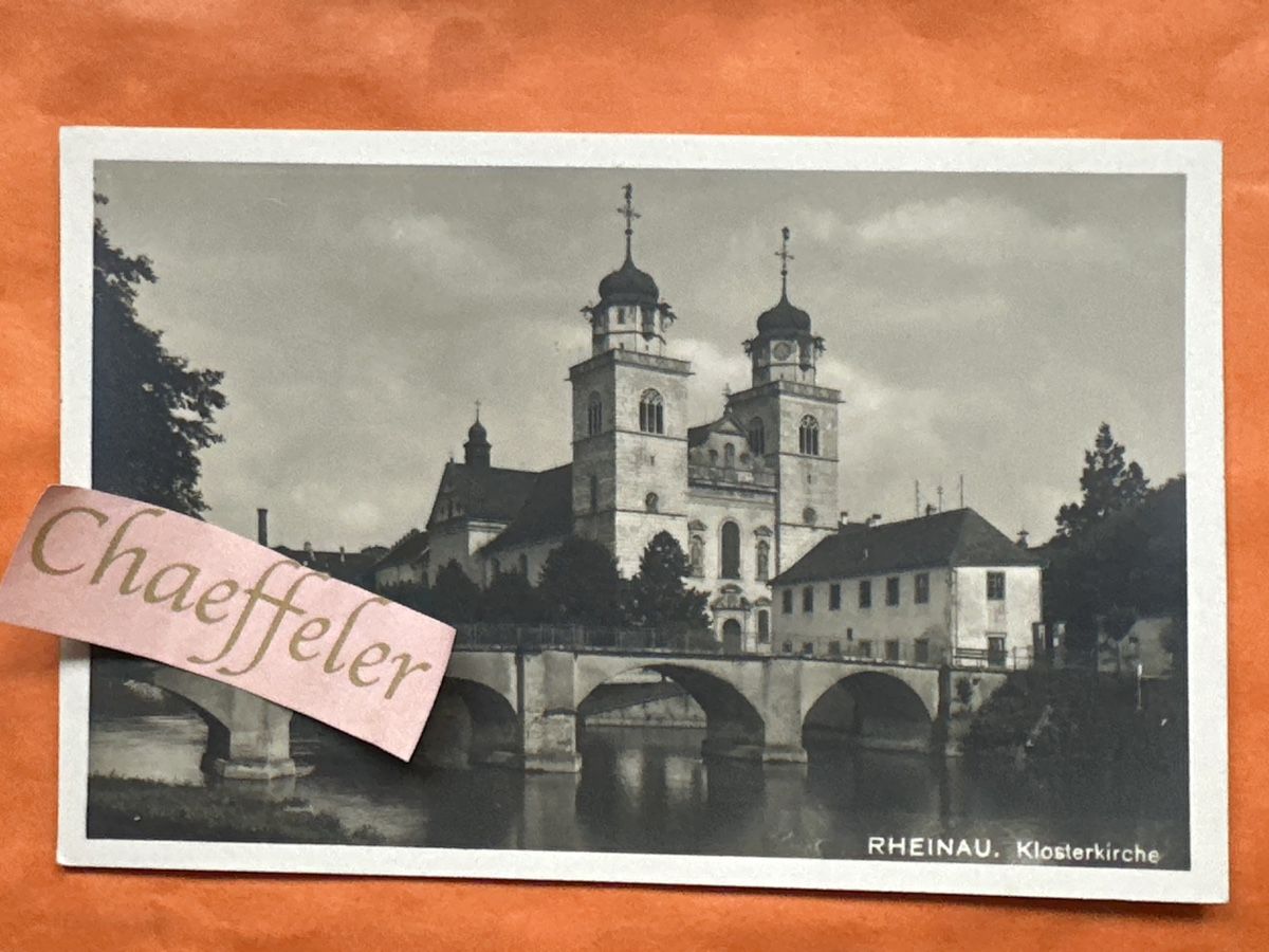 Cartoline postali: Klosterkirche Rheinau, Zürich – Usato da Zürich venduto da Chaeffeler