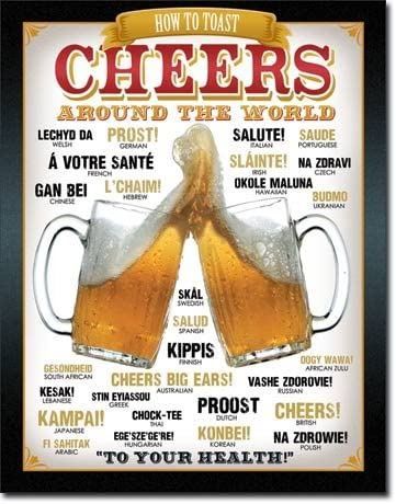Insegne: Blechschild-CHEERS AROUND THE WORLD-2BIE – Nuovo e nell'imballaggio originale da Rupperswil venduto da big-one-sale