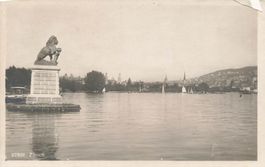 Zürich (ZH) – Zürichsee mit Löwendenkmal beim Hafen Enge