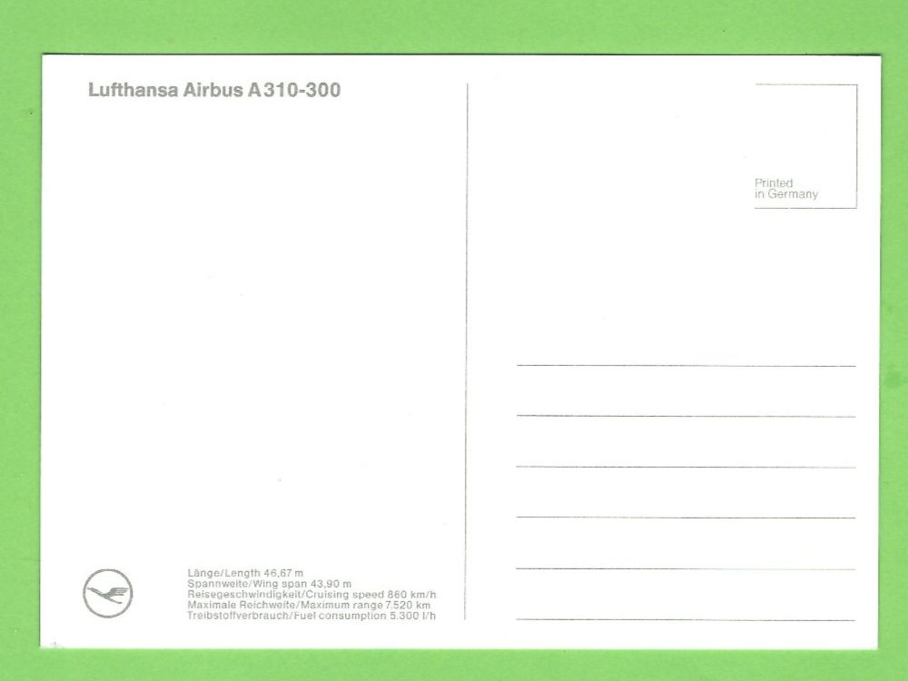 Cartoline postali: Lufthansa Airbus A310-300 – Usato da Zürich venduto da t24_de 1