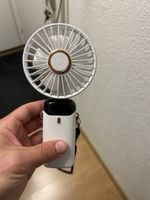 Handventilator Tragbar Weiss mit Digitalanzeige, USB-C, Akku