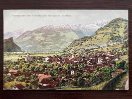 AZMOOS (WARTAU) mit dem Calanda und den grauen Hörnern, 1916