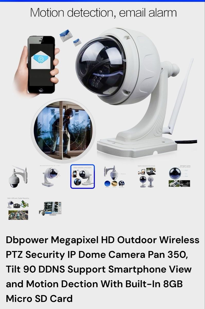 Sistemi d'allarme: Outdoor Wireless PTZ Security IP Camera - 8GB SD Card Ab.1 – Nuovo e nell'imballaggio originale da Zürich venduto da Cheb60 1