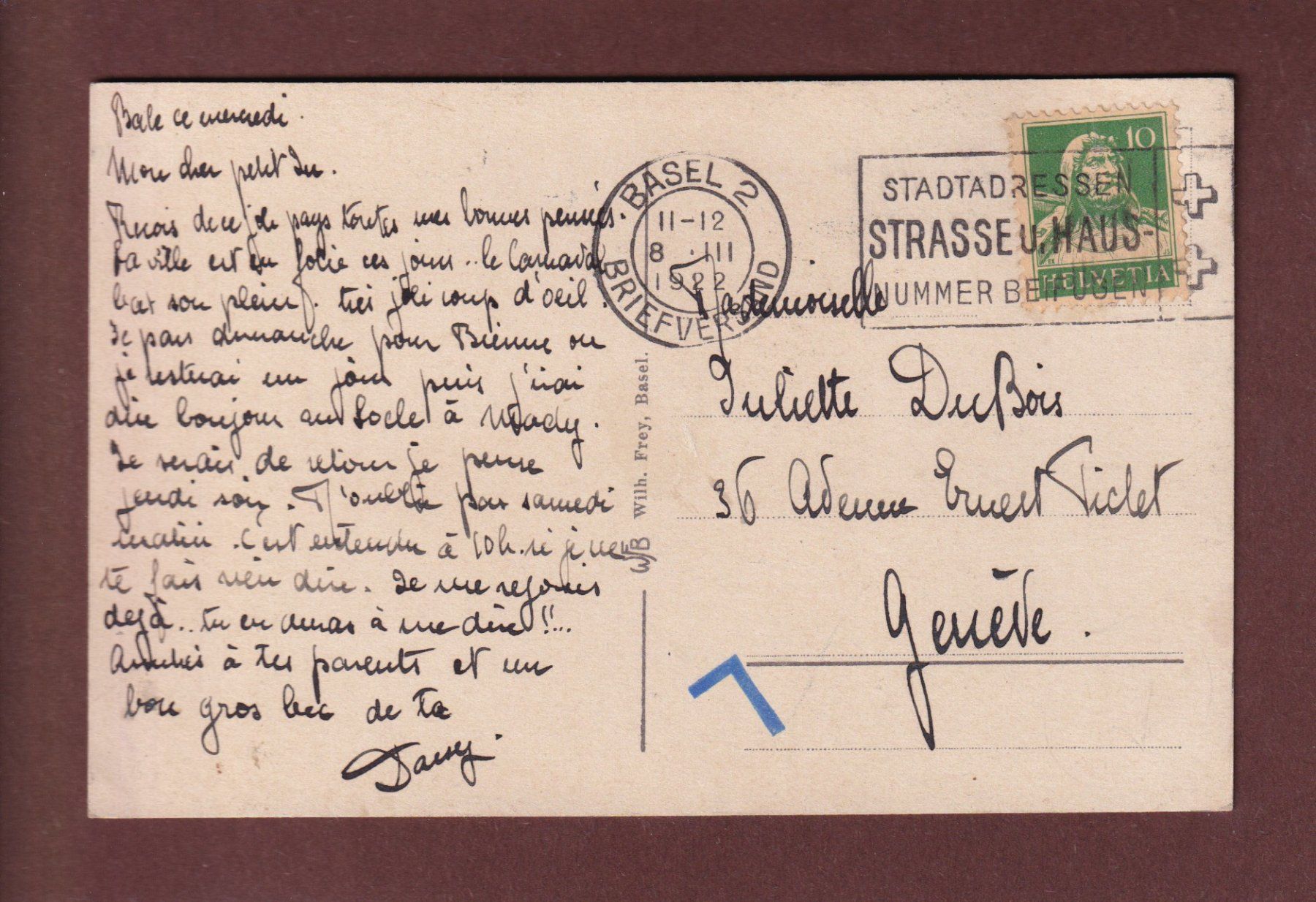 Cartes postales: BASEL - St. Johanntor - Tram - 1922 – D'occasion à Pully par nicecards-shop 1