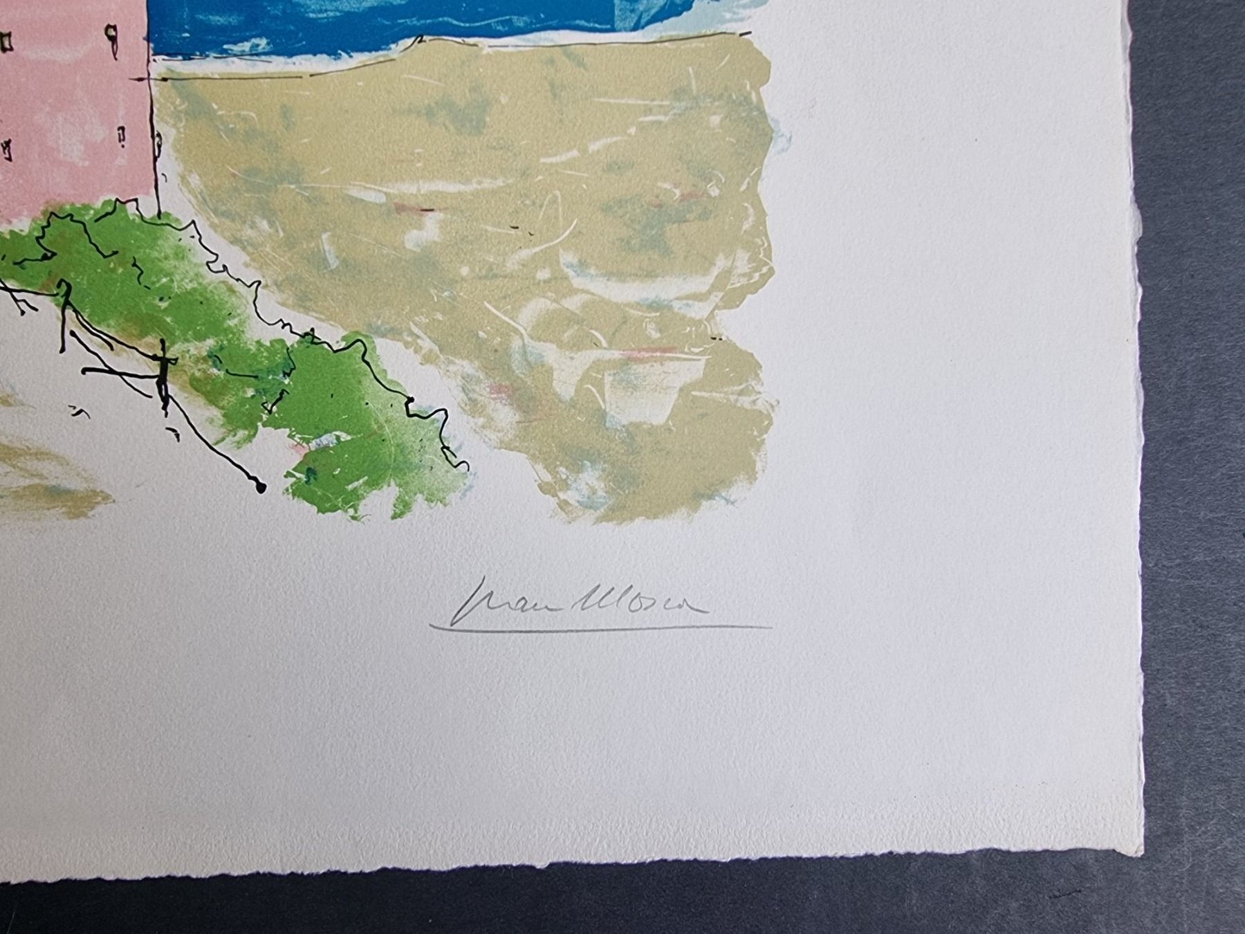 Grafica & Litografie: MOSCA IVAN LITHOGRAPHIE SIGNIERT DORF IN SPANIEN – Usato da Gersau venduto da kunst-online 1