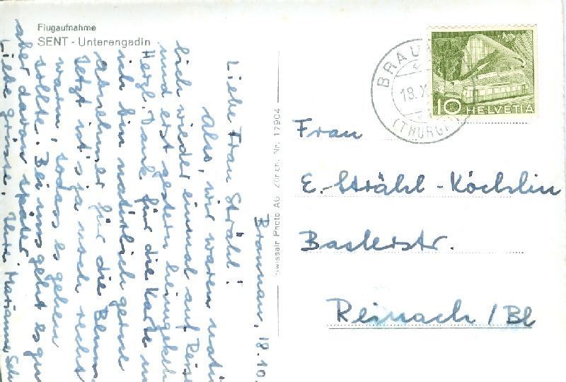 Cartoline postali: Sent - Unterengadin + 1957 – Usato da Emmenbrücke venduto da teestube 1