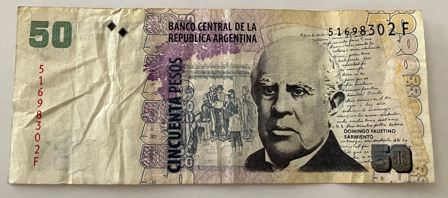 Banknoten: Argentinien 50 Pesos – Gebraucht aus Algetshausen von Carrhard