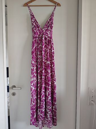 Maxi Dress Print Pink White 100% Viscose Size M New