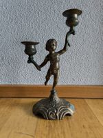 Antiker Kerzenständer Cherub, Messing, 23cm