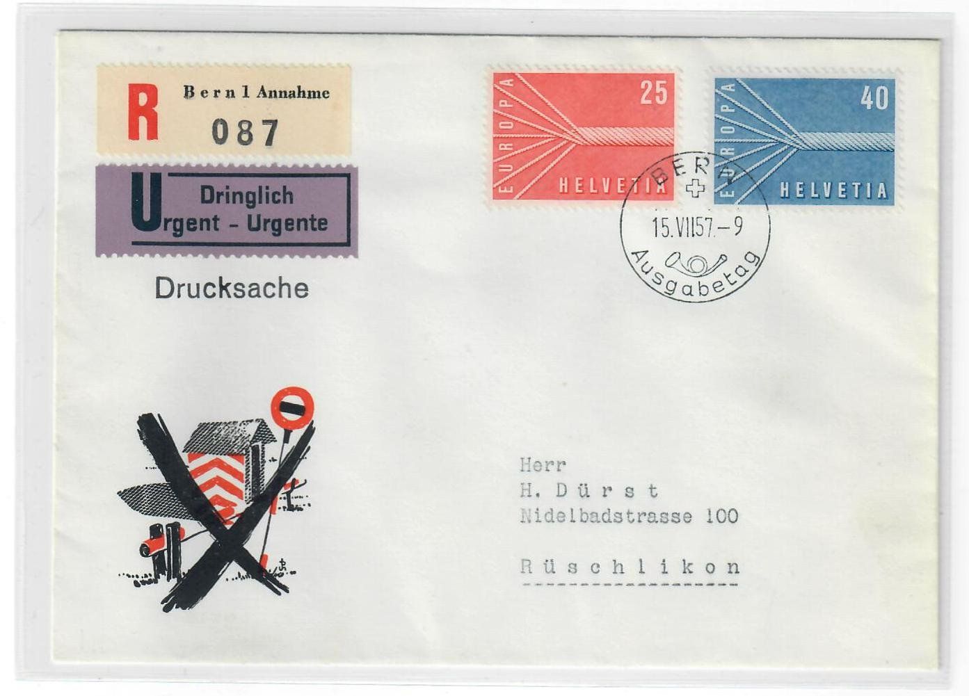 Tutti i francobolli: 1957 Europamarken FDC – Usato da Utzigen venduto da a8b9c0