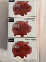 3 Sparschwein Concept Factory Keramik rot SOS Notbatze neu