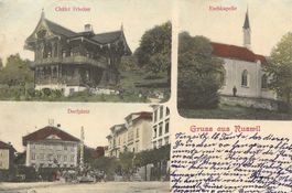 Ruswil LU 3Bild AK Dorfplatz Chalet Friedau Eschkapelle 1901