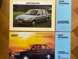 AUSTIN & MG MAESTRO Prospekt-Konvolut & Preislisten Schweiz