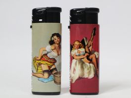 2 kleine Elvgren Pin-Up Feuerzeug voll nachfüllbar neu
