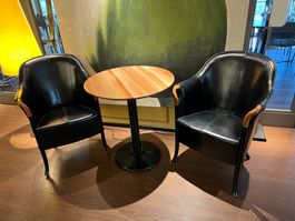 2 x Designklassiker Progetti Leder-Armsessel von Giorgetti