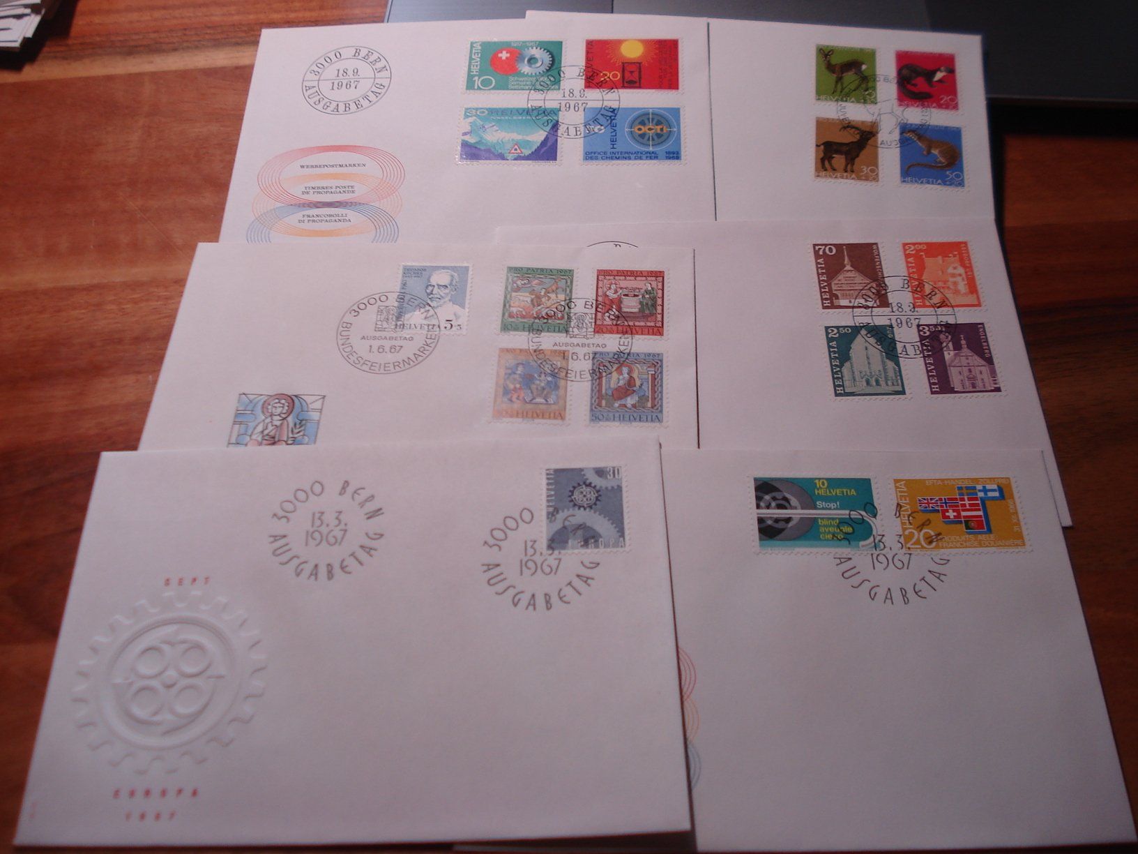 Tutti i francobolli: Set 1967, FDC 6 Belege – Usato da Niederwil AG venduto da morostahu 1