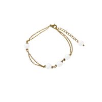 Edelstahl Armband 18K vergoldet Weißer Jade