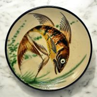 Grand plateau poisson céramique espagnole PUIGDEMONT 1950s