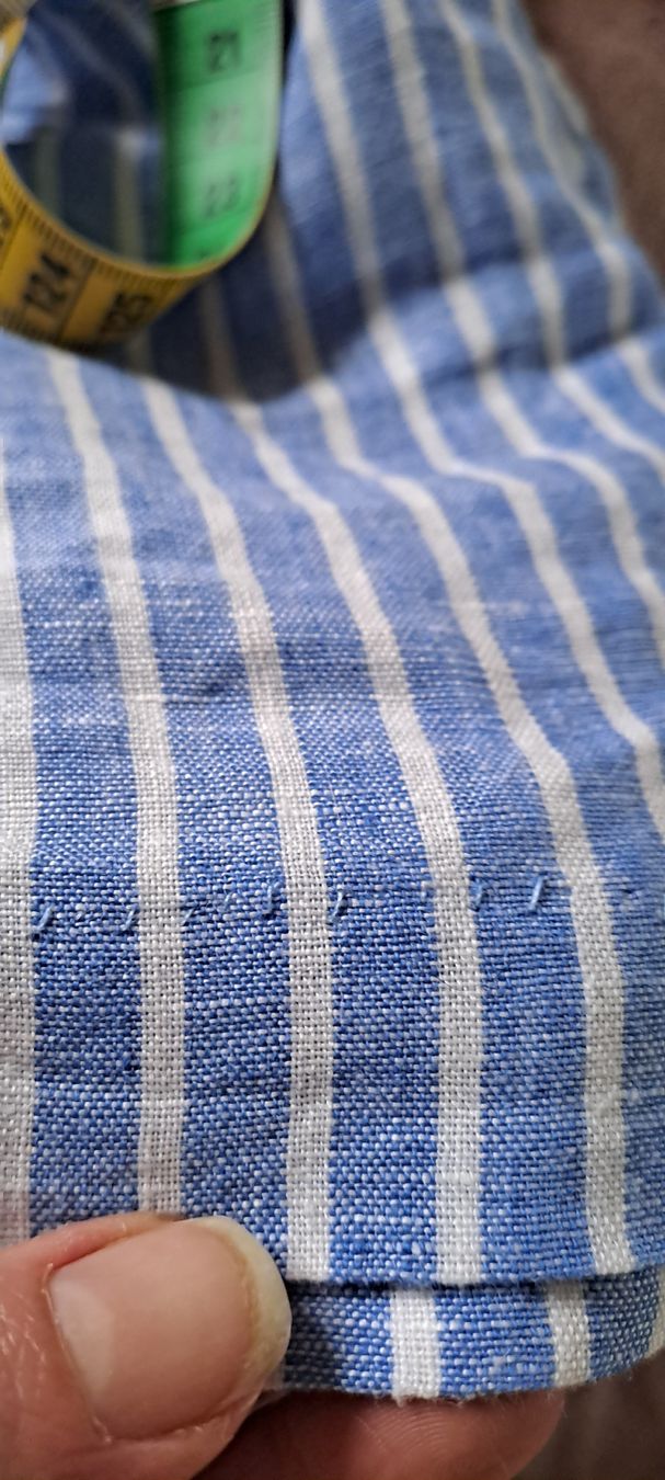 Pantaloni: Leinenshorts blau-weiss gestreift – Usato da Düdingen venduto da Anthelia 6