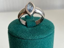Bague vintage en argent 925 avec pierre bleue, Taille 57