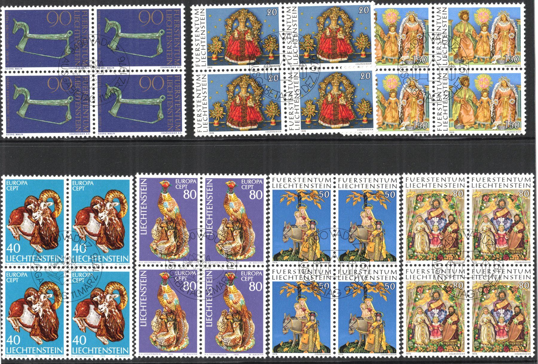 Tutti i francobolli: 1976    Satz   4 - Block  Liechtenstein       postfrisch – Nuovo (secondo la descrizione) da Mellingen venduto da Ginger 1