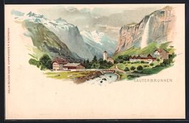 Litho Lauterbrunnen, Panorama mit schnee