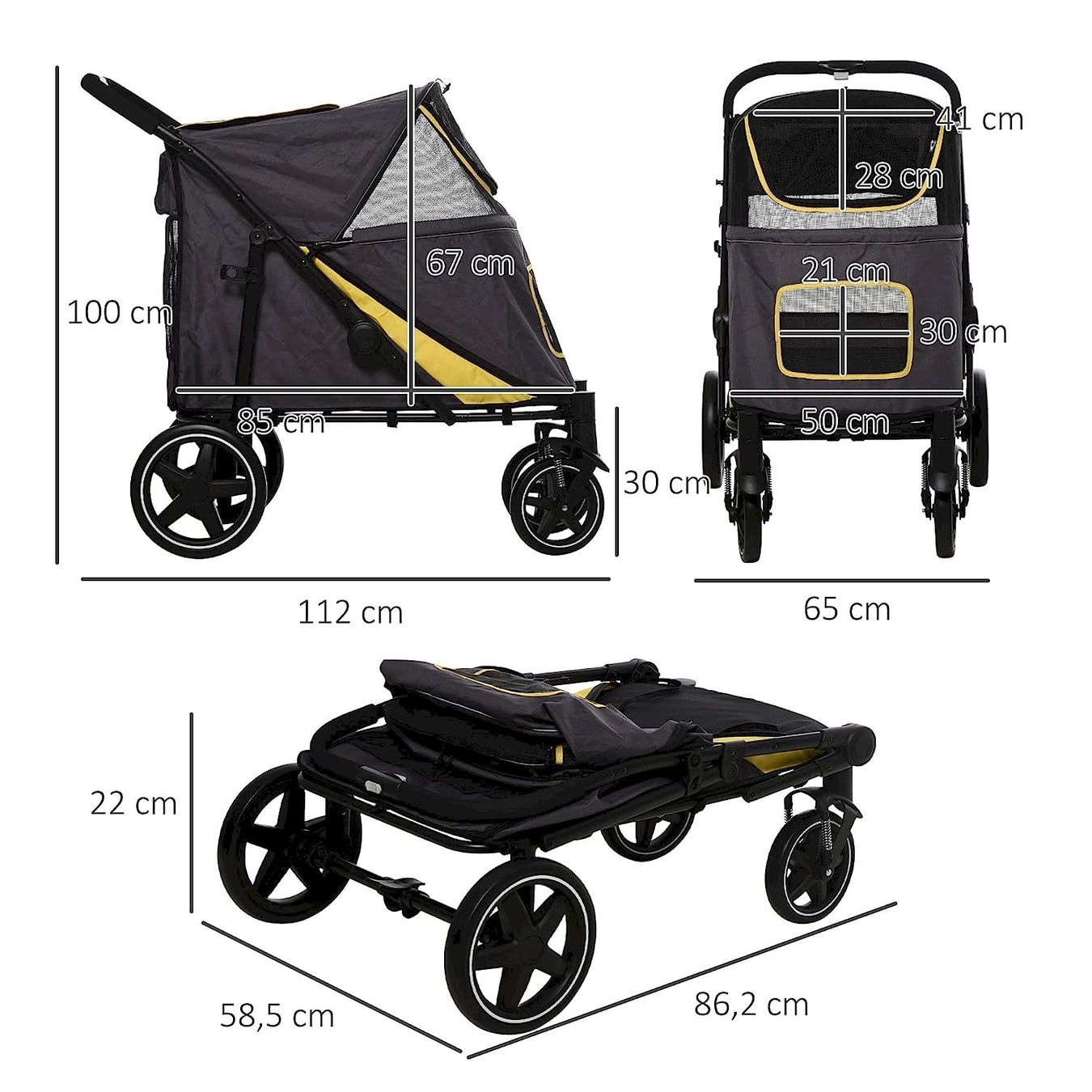 Gabbie, trasporto & Sicurezza: Hundewagen mit Netzfenster faltbar grau – Nuovo e nell'imballaggio originale da Bottighofen venduto da zaap 8