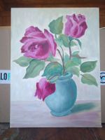 Ölgemälde Rosen in Vase 30x40 cm guter Zustand