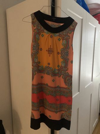 Kleid, Marke commgemustert orange/blau Grösse M guter Zustan