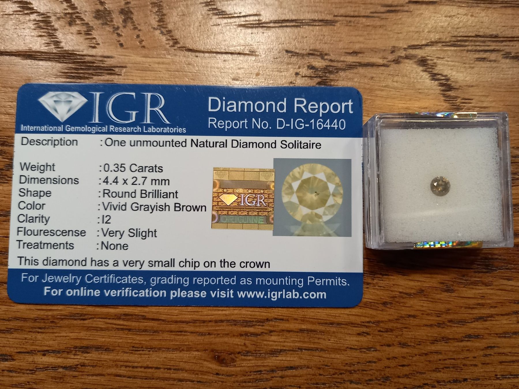 Pietre preziose: 0.35 cts. CERTIFIED Diamond Vivid Gray Brown – Usato da Aarau venduto da Reto_BA_01 1