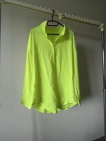 Damen Hemd Neongrün Polyester Grösse XL Neu