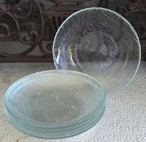 Glas Teller Set 6 Stk. Transparent Struktur Guter Zustand