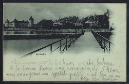 Mondschein-AK Morges, Ortsansicht vom St
