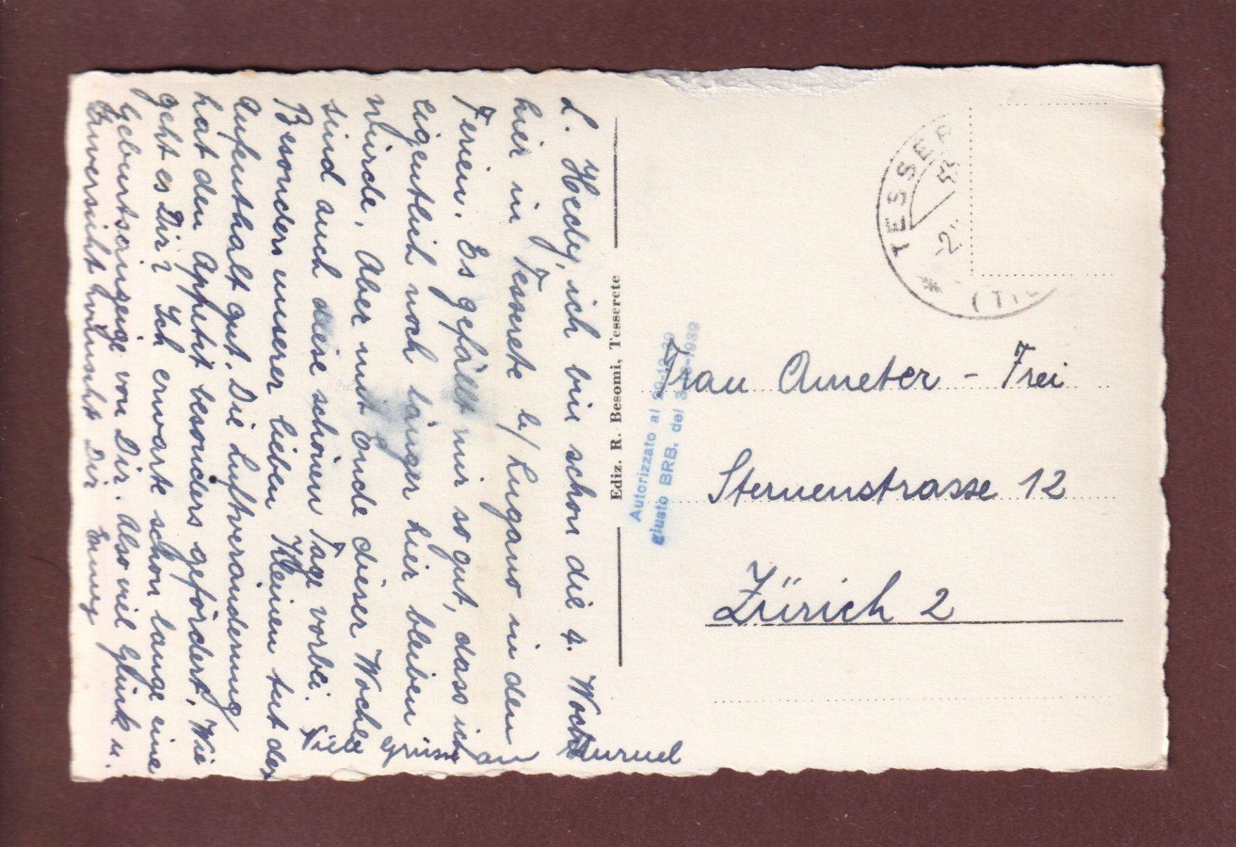 Cartoline postali: TESSERETE - La Chiesa – Usato da Pully venduto da nicecards 1