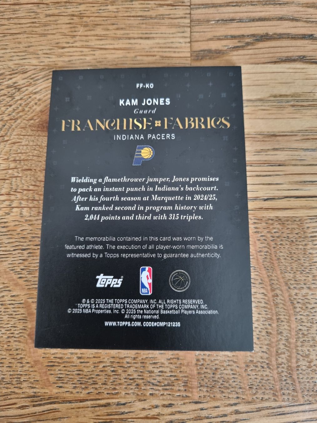 Nba Sammelbilder & Trading cards: RC Patch Trading Card  Kam Jonesä – Neu (gemäss Beschreibung) aus Oberentfelden von Giants 1
